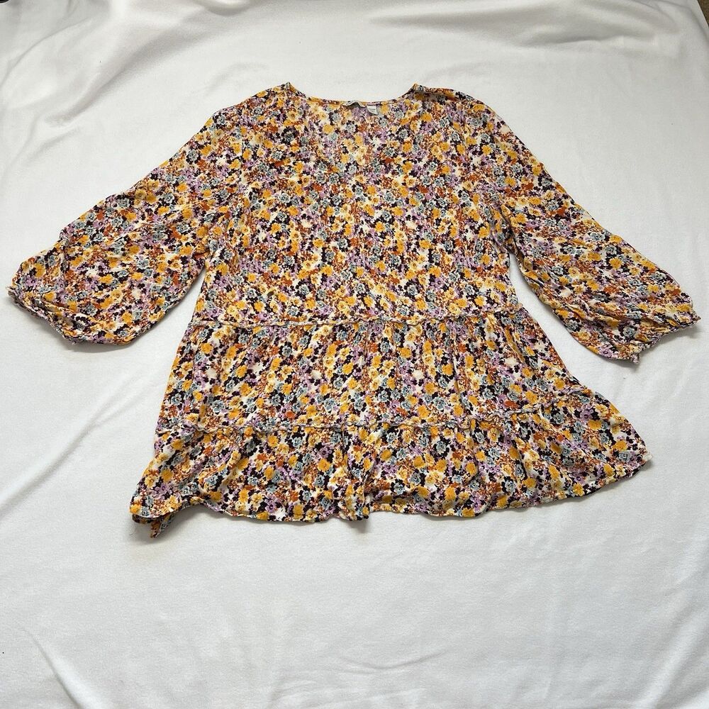 Cato Floral Babydoll Peplum Blouse Boho Cottagecore Top 22/24W